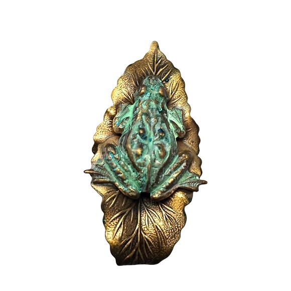 Vtg Enamel Spotted Frog Rhinestone Eyes Pin Brooch - Picture 2 of 4